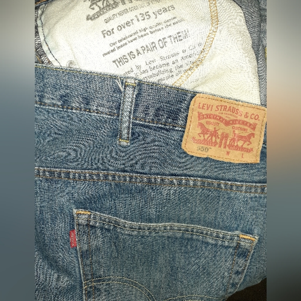 Mens W52 L30 Levis 550 RELAXED FIT Big&Tall Stonewashed Denim Blue Jeans -EUC-